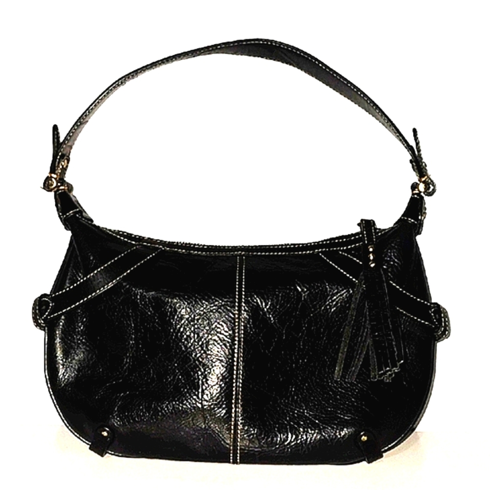 Liz Claiborne Black 100% Leather Shoulder Bag Medium